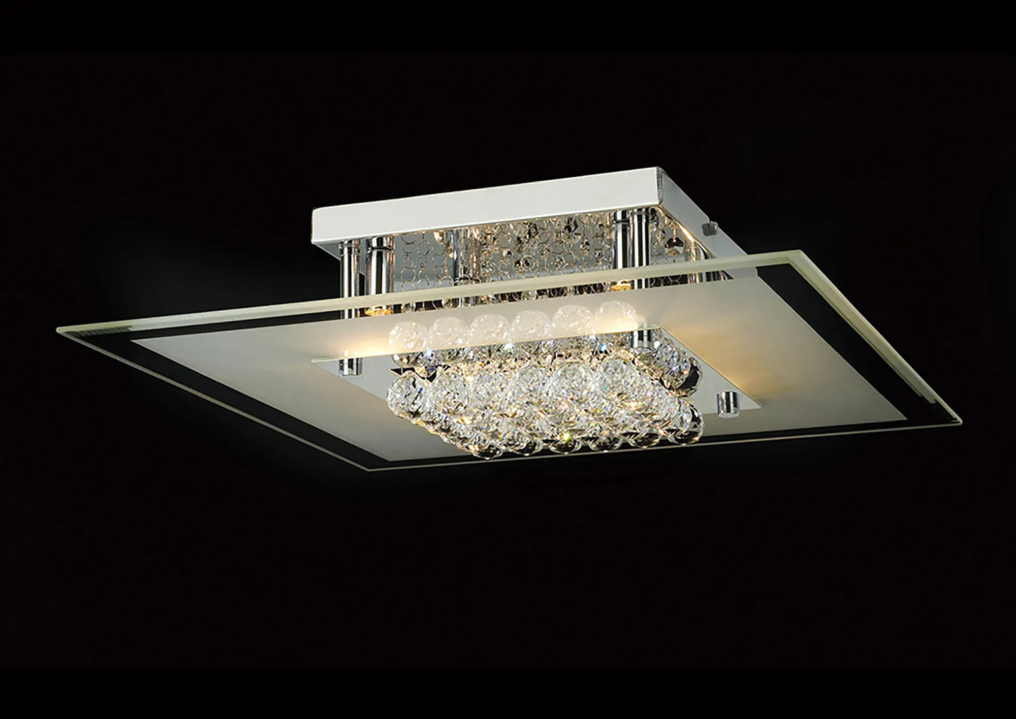 Delmar Crystal Ceiling Lights Diyas Ringed & Square Crystal Fittings